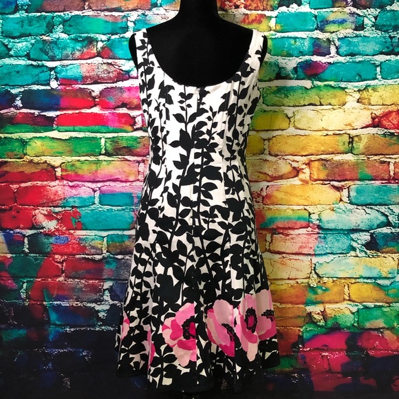 Nine West Asymmetrical Abstract Floral Dress 0083 - Picture 2 of 5